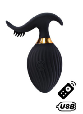 WAVE +, Un Œuf vibrant noir USB avec stimulation clitoridienne, doté d'une télécommande - B54BLK